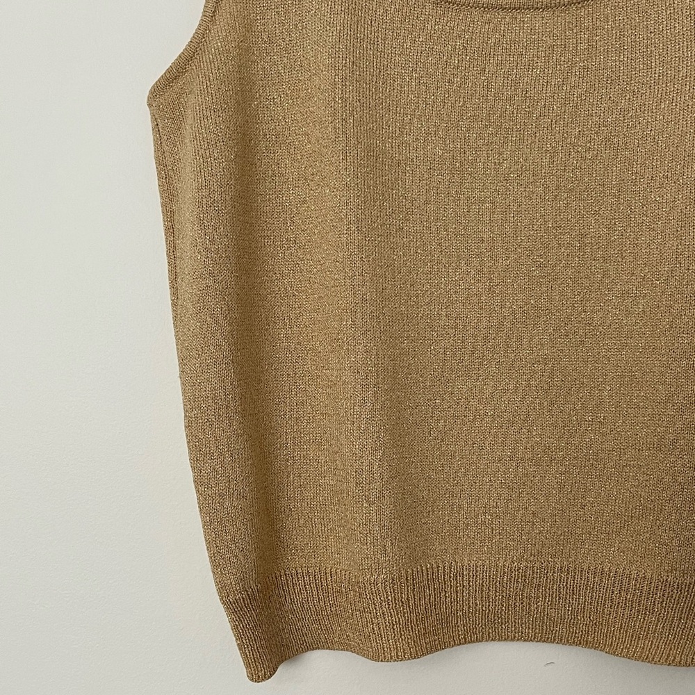St. John Basic Gold Metallic Knit Top, Vintage - image 3